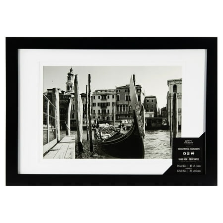 16x24 Wide Flat Black Frame With Mat For 12x18 Image Walmart Com