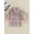 thumbnail image 4 of Suealasg Little Girl Winter Coat 4T 5T 6T 7T Kids Girl Long Sleeve Plaid Print Button Down Collar Hoodie Outerwear Chunky Tunic Jacket Fall Warm Clothing for Children Girl, 4 of 9
