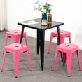 thumbnail image 2 of 18 inch Space-Saving & Stackable Design Metal Bar Stools Set of 4, Backless Style Stools for Indoor Outdoor Barstools for School Classroom Kitchen(Rose Red), 2 of 10