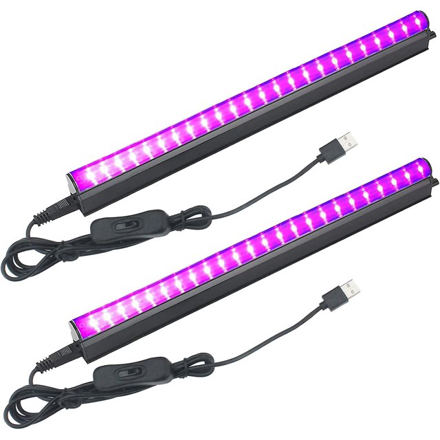 2pcs Light Emitting Diode 5W UV LED Tube Black Light, 24 LEDs UV Light Bar 5V USB Port 395nm for Halloween Christmas Party Body Painting Makeup Neon D