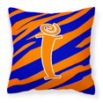 thumbnail image 1 of "Treasures CJ1036-IPW1414 Monogram I Tiger Stripe azul y naranja almohada, grande, multicolor" Caroline's Treasures CJ1036-IPW1414, 1 of 1