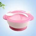 thumbnail image 3 of Baby Suction Bowl Non-slip Defence Fall Baby Bowl Fork Spoon Feeding Tableware for Infant Training Bowl Set (Pink), 3 of 8