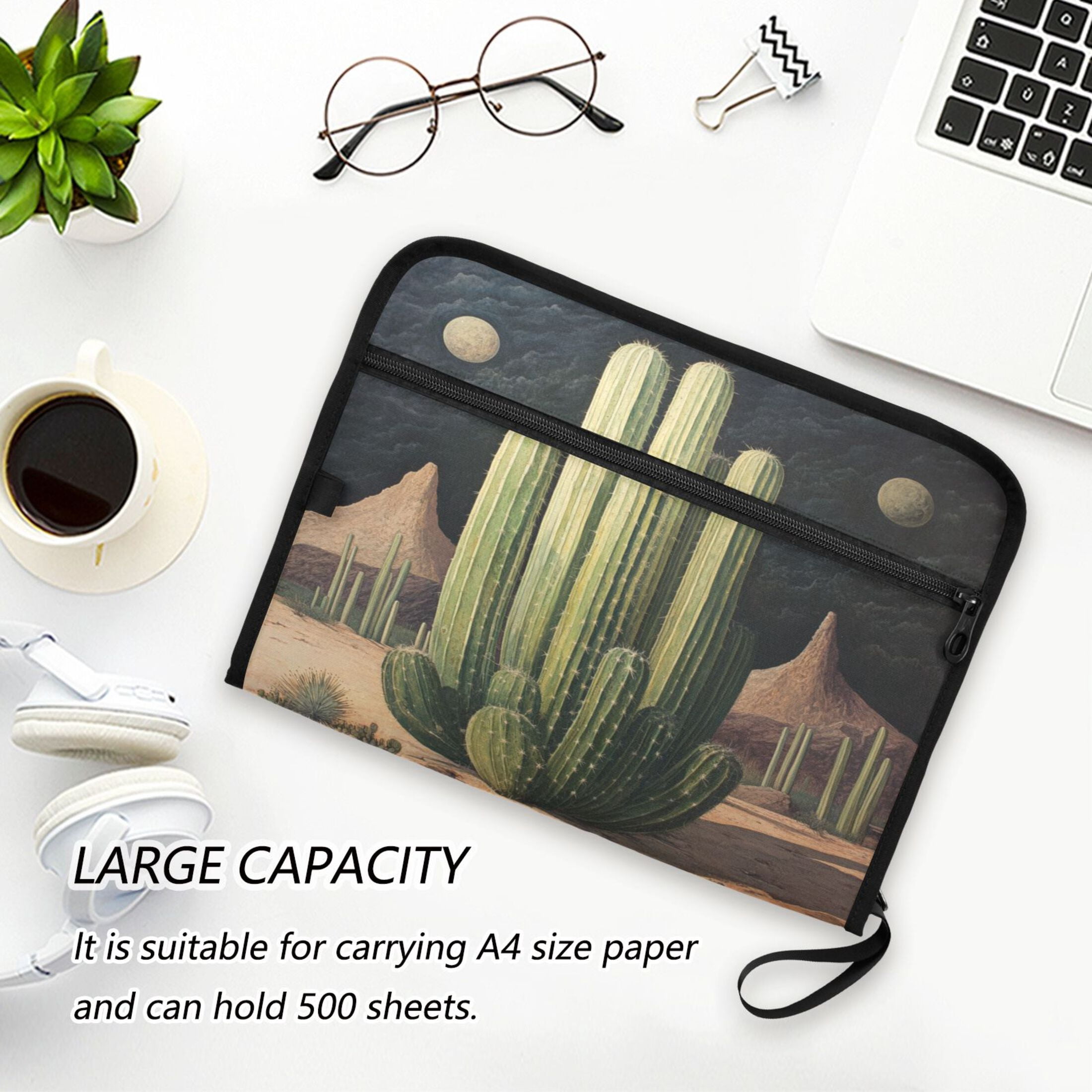 WOBOGO Eldritch Cactus Expanding File Folder Letter Size Accordion Filing Organizer 13 Pocket Separate Organ Pocket