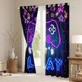 thumbnail image 3 of jejeloiu Modern Gamer Gaming Curtains Pack of 2 (42x84 Each),Cartoon Console Game Curtains Blackout,Purple Blue Black Bedroom Curtains For Boys Teens,Ultra Soft Home Decor, 3 of 6