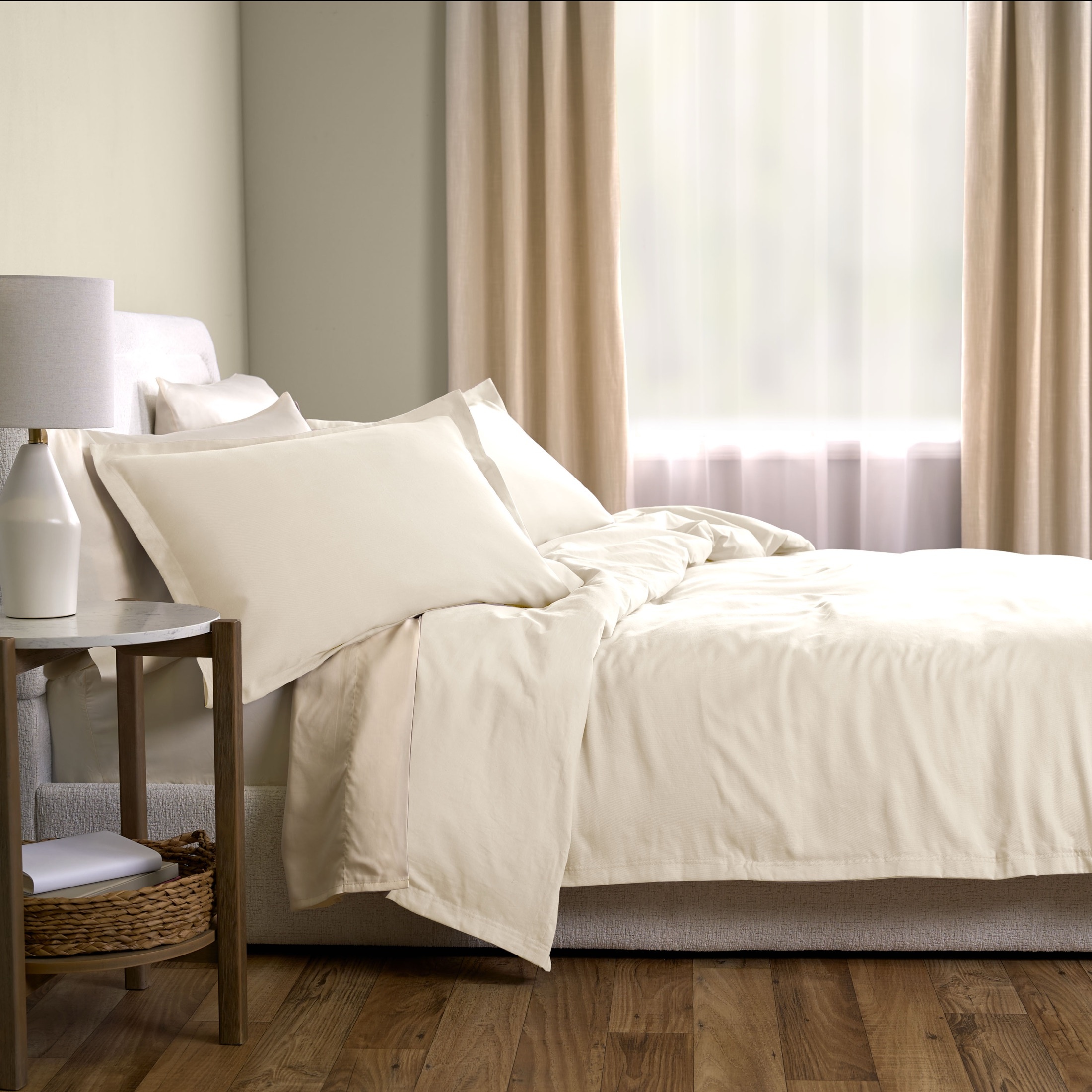Allswell Tencel Lyocell Duvet Cover Set, King/Cal King, Vanilla photo 6