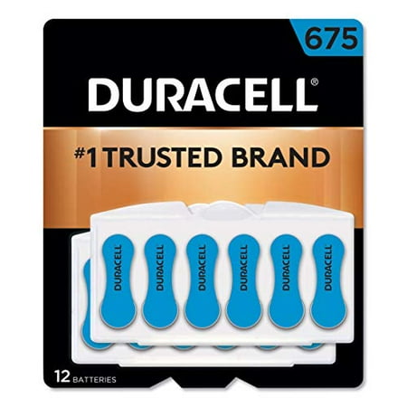Duracell - Hearing Aid Batteries Size 675 (Blue) - long lasting battery with EasyTab for ease of installation - 12 count