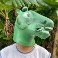 thumbnail image 3 of Divertido casco de látex verde con forma de máscara de caballo para fiestas, 3 of 5