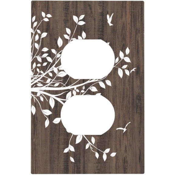Rustic Tree Wood Outlet Covers Light Switch Cover Decorative Farmhouse Brown Duplex Wall Plate Switchcover Electrical Faceplate for Kitchen Bathroom Bedroom 5" x 3"