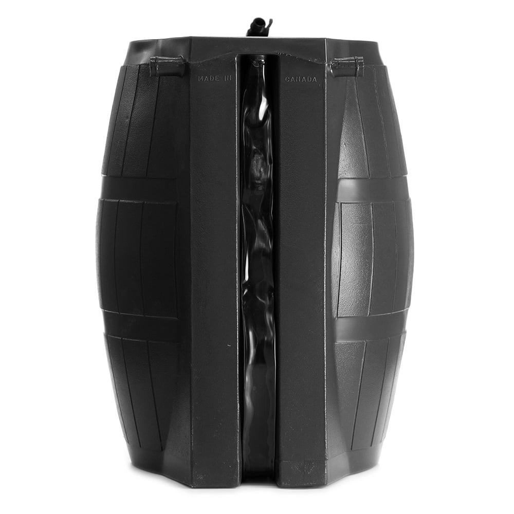 FCMP Outdoor 50-Gallon BPA Free Home Rain Water Barrel, Black (2 Pack)