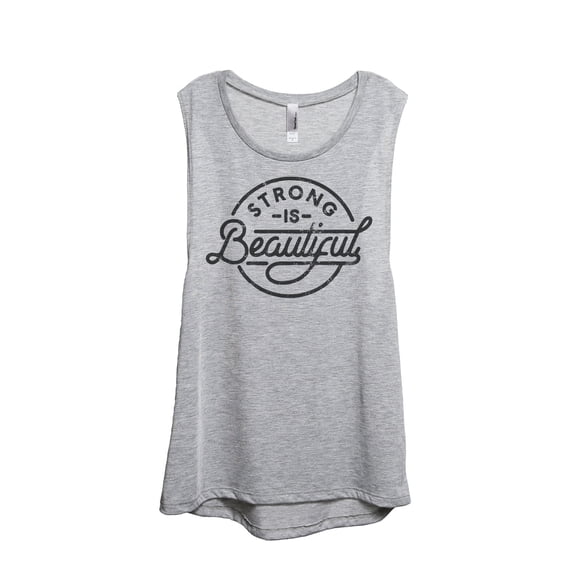 Strong Is Beautiful Women's Fashion Sleeveless Muscle Tank Top Tee Sport Grey 2X-Large