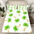thumbnail image 2 of jejeloiu Cartoon Coconut Tree Full Size Sheets,Hawaii Summer Holiday Bed Sheets,Green White Sheet Sets For Boys Girls,Ultra Soft Home Decor,4-Piece, 2 of 7