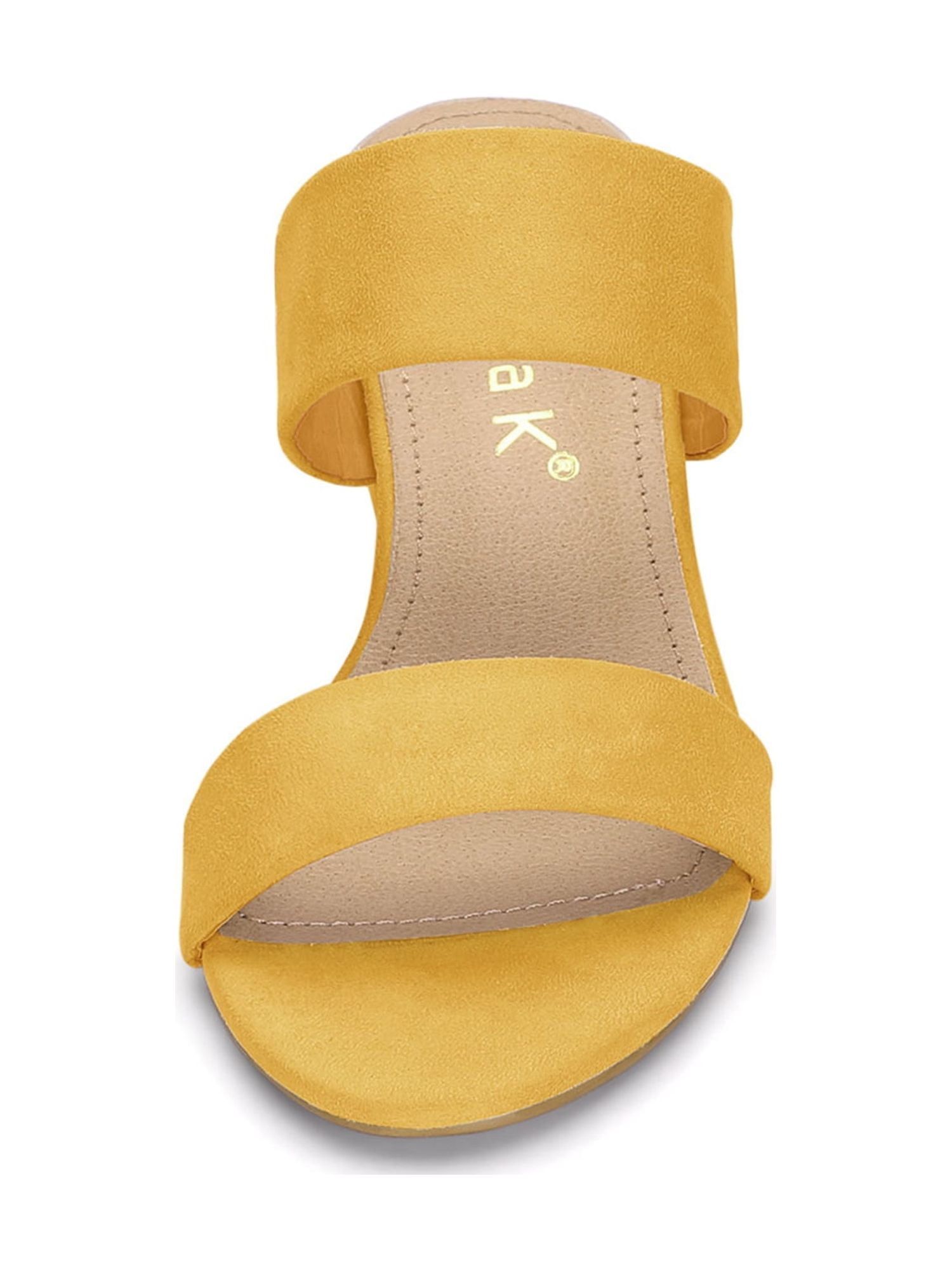 DARING DIVA Stylish Women's Block Heel Dual Straps Slide Sandals 8.5 Yellow