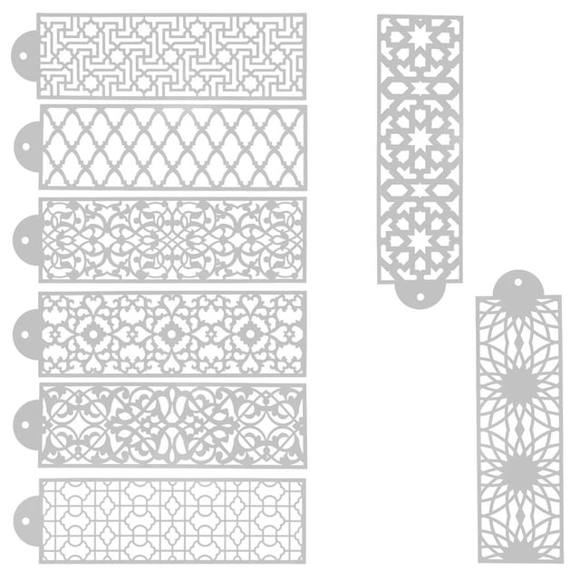 Injueey Molde de crema de encaje de 8 piezas, plantilla de borde de pastel, diseño hueco de postre, herramientas para hornear bodas, molde, juego de Utensilios de cocina Injueey HA016275-00