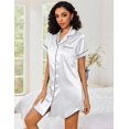 thumbnail image 4 of Ekouaer Night Shirt for Women Button Down Satin Sleepshirt Short Sleeve Nightgown Soft Sleepwear Comfy Sleep Dress, 4 of 6
