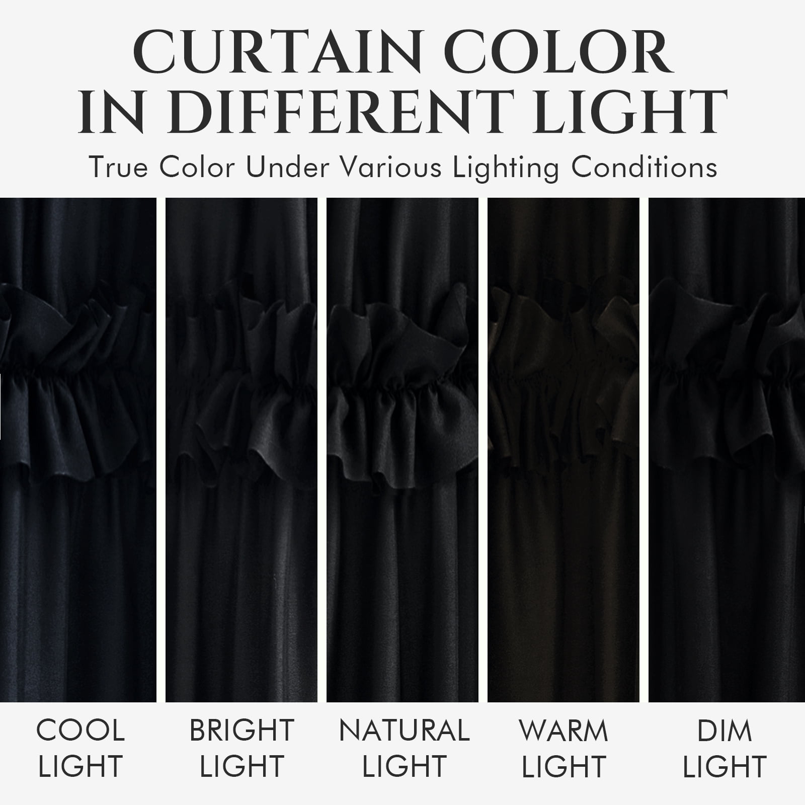 Seasonwood Ruffle Shower Curtain,Black Tiered Fabric Bathroom Curtain for Farmhouse Decor,72 x 72 Inch