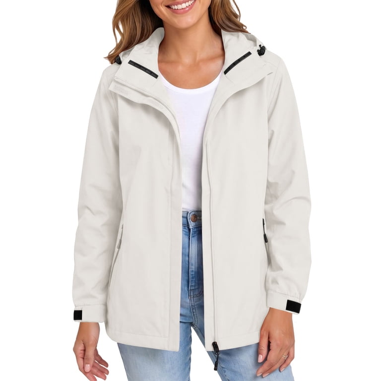 EazyTech Women's Detachable Hood Waterproof Windbreaker – Outdoor