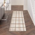 thumbnail image 5 of HomeRoots 569830 10 ft. Plaid Power Loom Runner Rug, Ivory, 5 of 9
