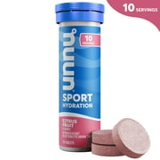 Nuun Sport Electrolytes Hydration Drink Mix Tablets, Citrus Fruit, 10 Count Tube