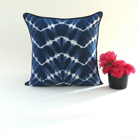 Sofa Cushion Pattern Indigo Tie Dye Throw Pillow Cases Decorative Cushion Covers Living Room Sofa Couch Geometric Pattern Throw Pillows for Patio Decor by Goood Times ()