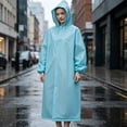 thumbnail image 6 of BUDAO00 Rain Ponchos for Adults Reusable, Raincoats Emergency with Hood and Drawstring for Women Men (Light Blue), 6 of 7