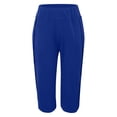 thumbnail image 5 of Women's Cropped Yoga Pants with Pockets - Wide Leg Hiking Athletic Pants Elastic Waist Lightweight Lounge Casual Trousers Blue L, 5 of 10
