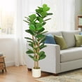 thumbnail image 2 of HOMCOM Faux Fiddle Leaf Fig Tree, 5FT Fake Tree for Indoor Decor, 2 of 10
