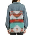 thumbnail image 3 of MODA NOVA Juniors Denim Jacket Lapel Long Sleeve Vintage Shacket Casual Wear S Blue, 3 of 6