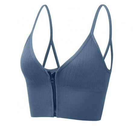 

Women s Zip Front Push Up Bra Crop Top Sports Yoga Bra with Removable Pads