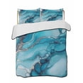 thumbnail image 2 of Turquoise Modern King Size Down Alternative Comforter, Lightweight Comforter Quilt Bedding Set with Pillow Shams Teal Grey Marble Textured All Seasons Bed Comforter Duvet Insert 96"x106", 2 of 7
