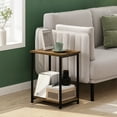 thumbnail image 6 of Furinno Just 3-Tier Industrial Metal Frame End Table with Storage Shelves, 2-Pack, Amber Pine, 6 of 7