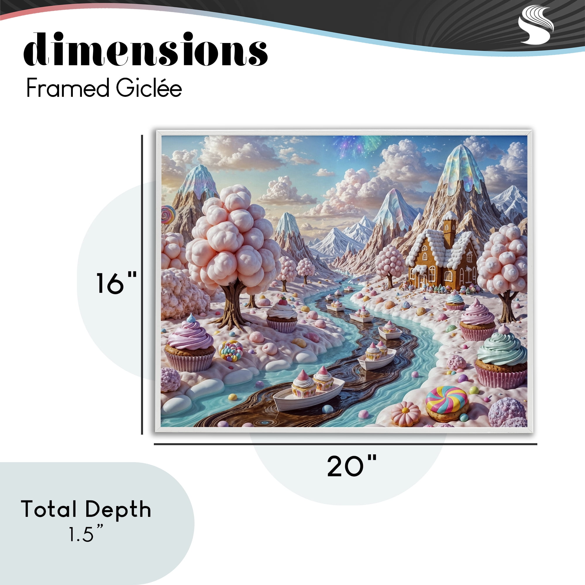 Stupell Industries Dreamlike Candy Land Whimsy White Framed Giclee Art, design by Tabz Jones