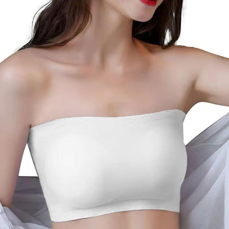 Non-Slip Strapless Bra - Moisture-Wicking Adjustable Padded Bra Breathable Tube Top for Low-Cut Top  Strapless Dresses