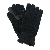 Isotoner Womens Black & White Snowflake Rayon Chenille Knit Microluxe Gloves