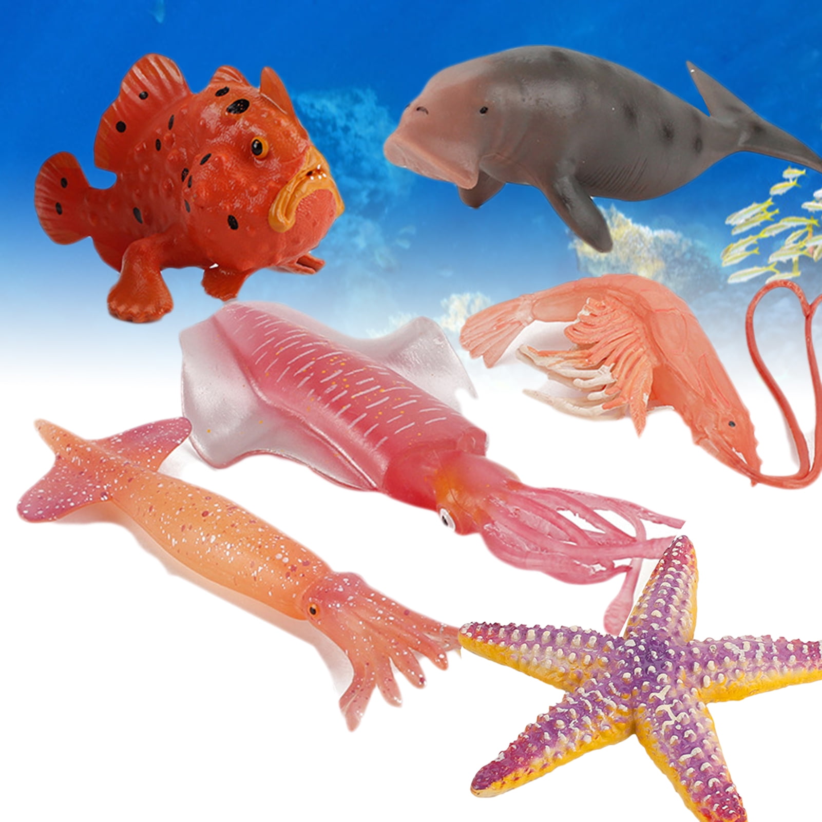 Shulemin Marine Life Ocean Sea Animals Grouper Shrimp Squid Starfish Simulation Ornament,F Shulemin Marine Life Ocean Sea Animals Grouper Shrimp Squid Starfish Simulation Ornament,F
