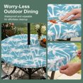 thumbnail image 5 of Round Outdoor Tablecloth with Umbrella Hole and Zipper, Aqua Blue Palm Tree Summer Tablecloth with Elastic Waterproof, Beach Tropical Coastal Patio Table Covers for 36" - 44" Picnic Pool Tables, 5 of 9