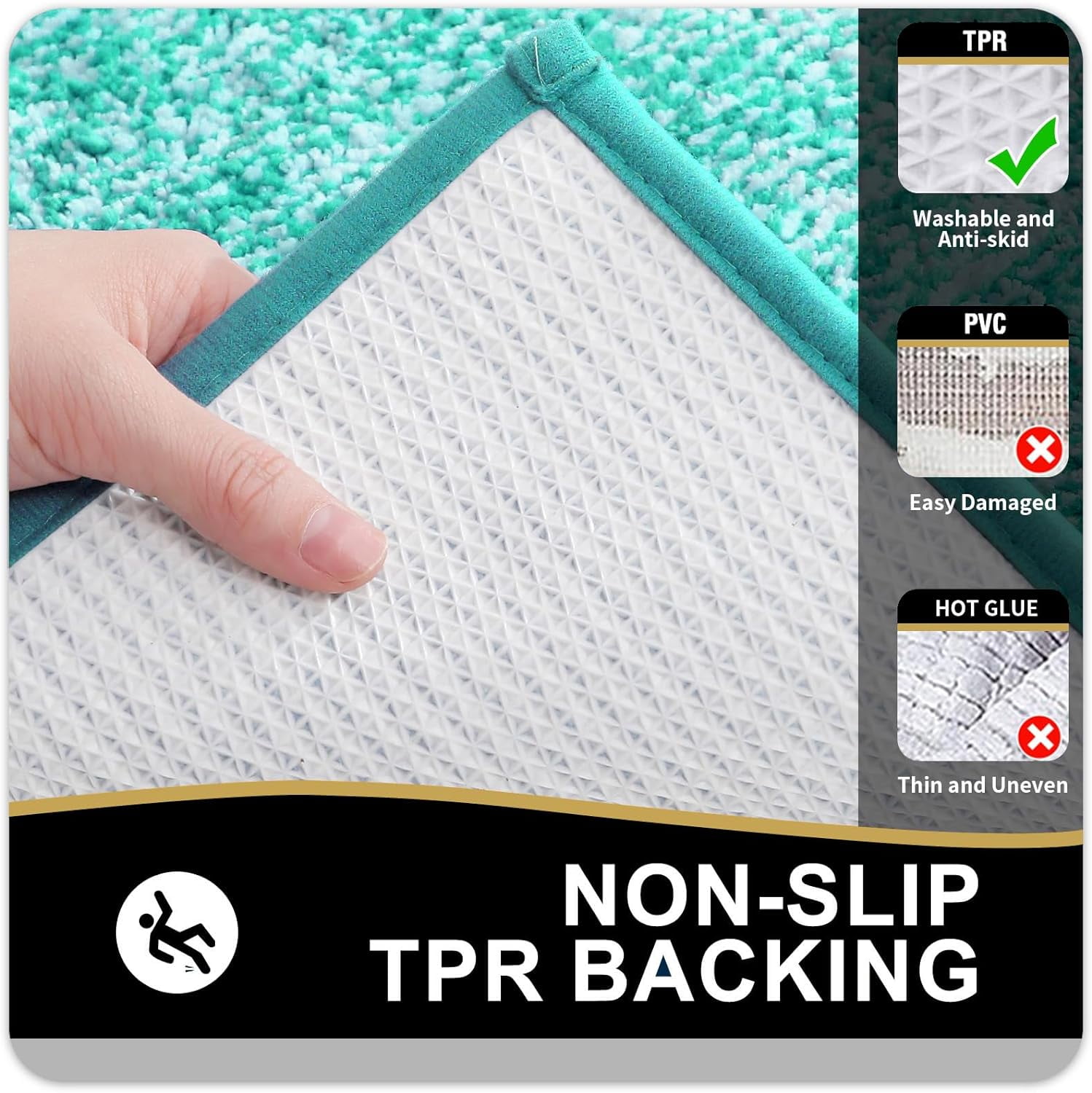 Ht Viik Bathroom Rugs 24x16, Extra Soft and Absorbent Microfiber Bath Mat, Non-Slip, Machine Washable, Quick Dry Shaggy Bath Carpet, Suitable for Bathroom Floor, Tub, Shower (Small, Green)
