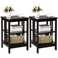 thumbnail image 1 of Patiojoy 2 Pcs Table d'Appoint à 3 Niveaux Table de Chevet Bout de Canapé Étagère de Rangement et d'Exposition Espresso, 1 of 10