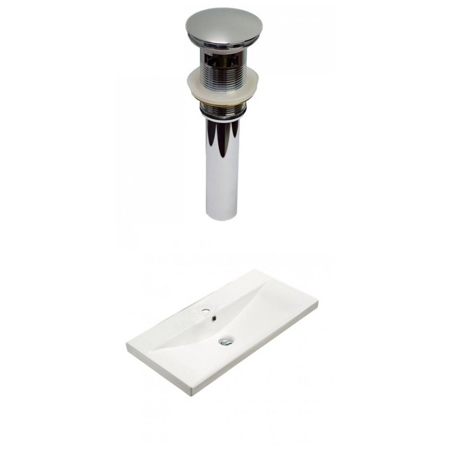 American Imaginations 31.73-in. W 1 Hole Ceramic Top Set In White Color - Overflow Drain Incl. AI-30890