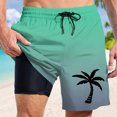 thumbnail image 2 of Board Shorts Male Swim Trunks With Liner Inseam Board Shorts Bathing Suit With Pockets Beach Shorts Light Green M, 2 of 4