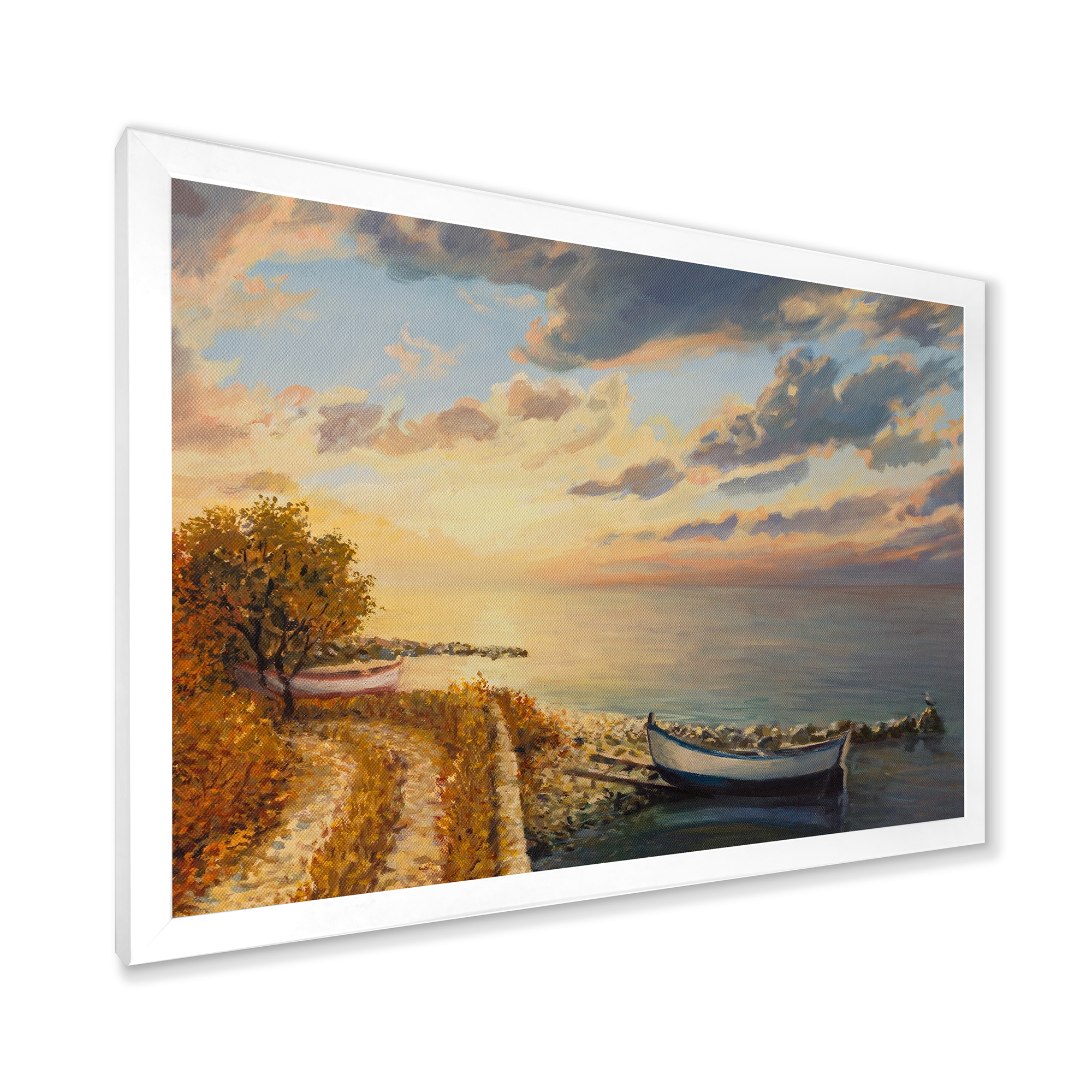 Designart 'Romantic Morning By The Sea' Nautical & Coastal Framed Art Print