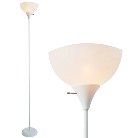Newhouse Lighting 71” Modern White Energy Efficient Floor Lamp with White Torchiere Shades