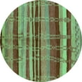 thumbnail image 1 of Ahgly Company Machine Washable Indoor Round Oriental Turquoise Blue Industrial Area Rugs, 7' Round, 1 of 4