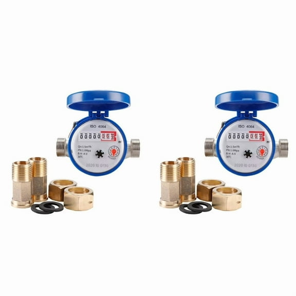 2X Smart Water Meter Mechanical Rotary Pointer Counter Flow Water Meter Digital Display Water Measuring Tools