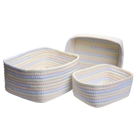 

Colonial Mills Set of 3 Baby Blue and White Handmade Nesting Basket 17