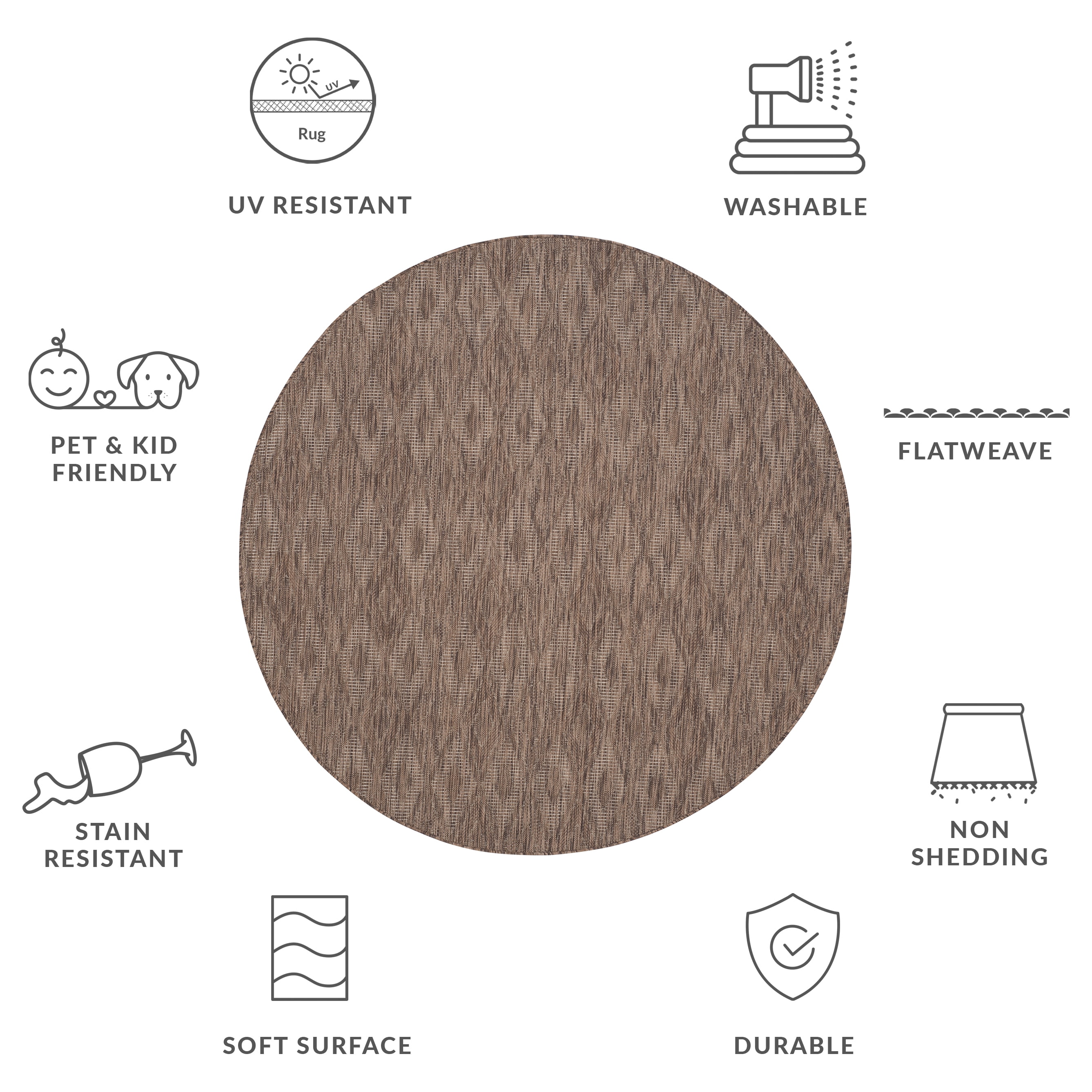 Safavieh Courtyard Teodor Geometric Indoor/Outdoor Area Rug, Brown, 4' x 4' Round