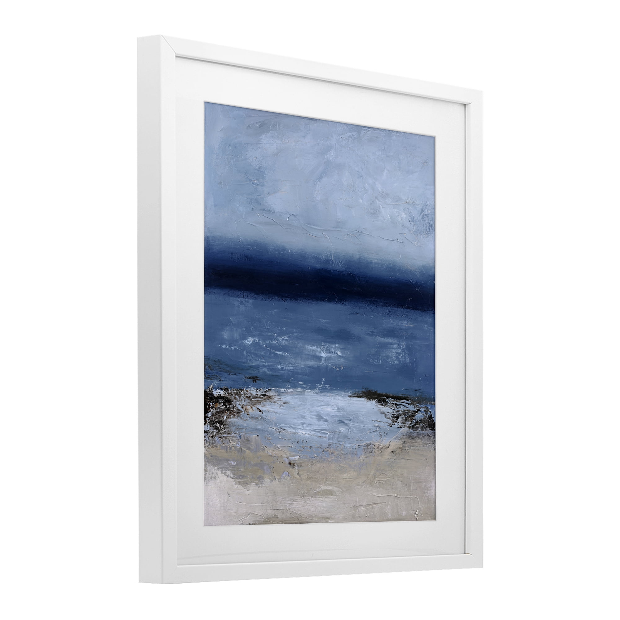 Endless Sea Moods White Framed Print Under Glass, design by Design Fabrikken