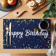 thumbnail image 2 of Happy Birthday Placemats Set of 6, Navy Blue Modern Abstract Art Placemats for Dining Table, Place Mats for Kitchen Tabletop, Waterproof Wipeable Dining Table Mats Set, 2 of 9