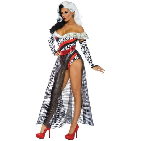 White and Red Dalmation Dame Women Adult Halloween Costume - Medium