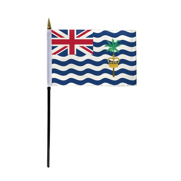 AGAS Small British Indian Ocean Territory National Flag 4x6 inch - 11 inch Plastic Pole Polyester Fabric Stitched Edges British Indian Ocean Territory Hand Held Mini Small Stick Flags