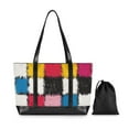 thumbnail image 7 of FORMRS Laptop Tote Bag for Women with 15.6" Computer Compartments Handbag, White Checkered Pattern, 7 of 7